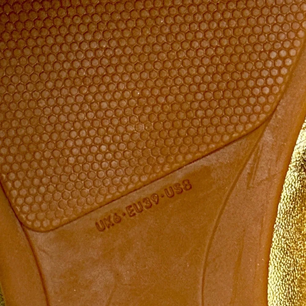 FitFlop Allegro Ballet Flats Gold Metallic Leather Comfort Shoes Slip On Size 8